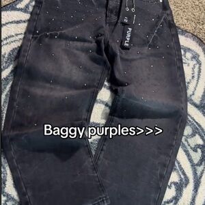 Purple Baggy Jeans with Studded Details